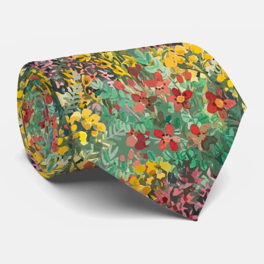 Artistic Watercolor Flower Garden Tie Krawatte (Gerollt)