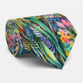 Artistic Watercolor Flower Garden Tie Krawatte (Gerollt)