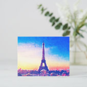 Artistic Watercolor Frankreich Paris Eiffel Tower Postkarte (Stehend Vorderseite)