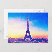 Artistic Watercolor Frankreich Paris Eiffel Tower Postkarte (Vorne/Hinten)