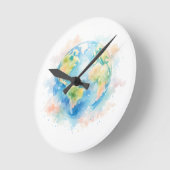 Artistic Watercolor Globe Wall Clock Runde Wanduhr (Winkel)