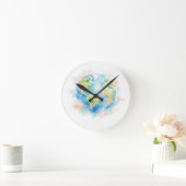 Artistic Watercolor Globe Wall Clock Runde Wanduhr (Zuhause)
