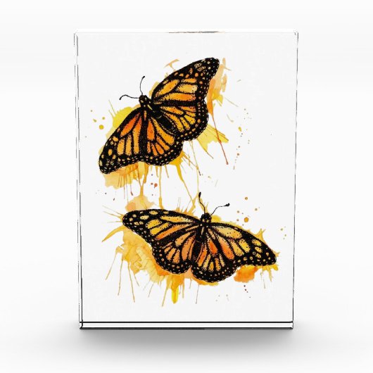 Artistic Watercolor Monarch Butterfly Nature Art Fotoblock (Vorderseite)