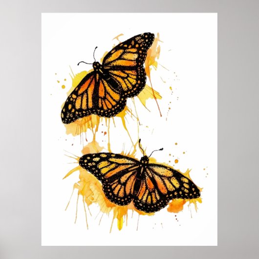Artistic Watercolor Monarch Butterfly Nature Art Poster (Vorne)