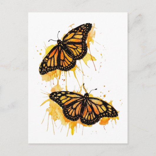 Artistic Watercolor Monarch Butterfly Nature Art Postkarte (Vorderseite)