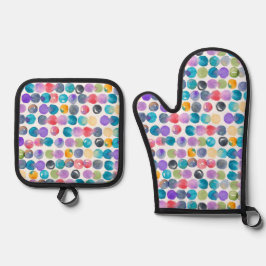 Artistic Watercolor Oven Mitt – Bold Abstract Ofenhandschuh & Topflappen-Set