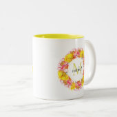Artistic Watercolor Poppy Wreath Monogram Zweifarbige Tasse (VorderseiteRechts)