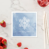Artistic Watercolor Snowflake Blauer Weihnachten Serviette (Beispiel)