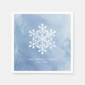 Artistic Watercolor Snowflake Blauer Weihnachten Serviette (Vorderseite)