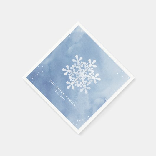 Artistic Watercolor Snowflake Blauer Weihnachten Serviette (Ecke)