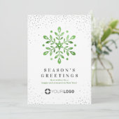 Artistic Watercolor Snowflake Green Weihnachtskart Einladung (Stehend Vorderseite)