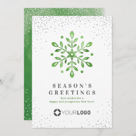 Artistic Watercolor Snowflake Green Weihnachtskart Einladung