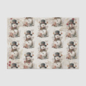 Artistic Watercolor Snowman Beige Floral Seidenpapier (Vorderseite)