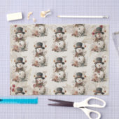Artistic Watercolor Snowman Beige Floral Seidenpapier (Handwerk)