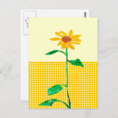 Artistic Watercolor Sonnenblume Gingham Patterns Postkarte (Vorne/Hinten)