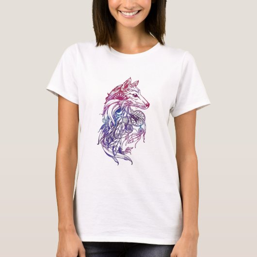 Artistic Watercolor Wolf T-Shirt (Vorderseite)