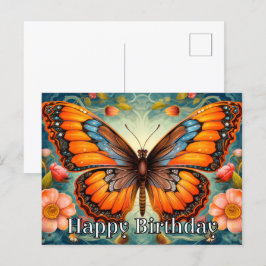 Artistic Whimsical Butterfly Happy Birthday Feiertagspostkarte