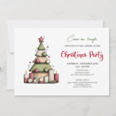 Artistic whimsical Christmas tree party invitation Einladung (Vorderseite)