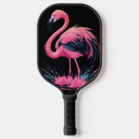 Artistic Whimsical Pink Flamingo Color Splash Pickleball Schläger (Vorderseite)