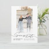 Artistic White Boho Minimal Save the Date Card Einladung (Stehend Vorderseite)