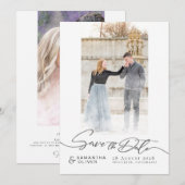 Artistic White Boho Minimal Save the Date Card Einladung (Vorne/Hinten)