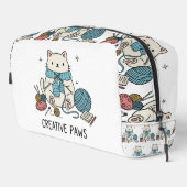 Artistic White Kitten Knitting Accessories Design Waschbeutel (Rechte Ecke)