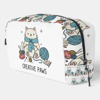 Artistic White Kitten Knitting Accessories Design Waschbeutel