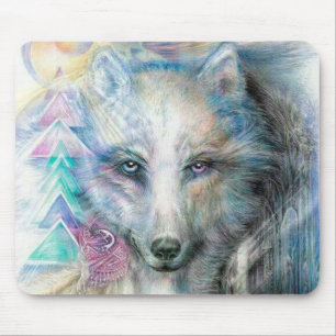 Artistic White Wolf Mousepad