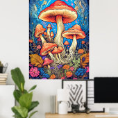 Artistic Wild Psychedelic Mushroom Art Poster (Heimbüro)
