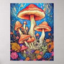 Artistic Wild Psychedelic Mushroom Art