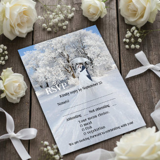 Artistic Winter Wonderland Dream Wedding RSVP Card Einladung