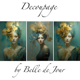 Artistic women's portraits, gold accents, flowers geschenkpapier set