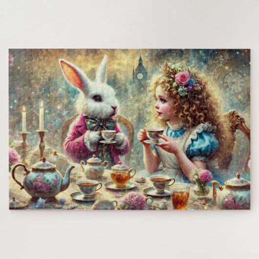 Artistic Wonderland Tea Party Alice & Rabbit Puzzle (Horizontal)
