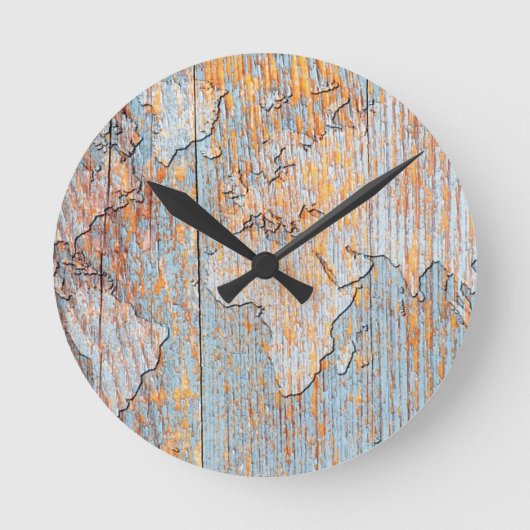 Artistic wooden world map runde wanduhr (Vorderseite)