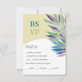Artistic Yello Lila Boho Floral Watercolor RSVP Karte