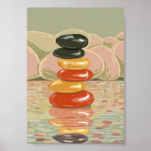 Artistic Zen Stone Stack Polished Pebbles  Poster (Vorne)
