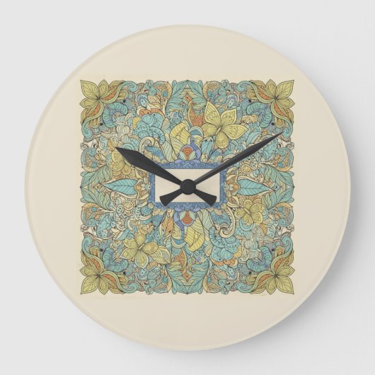 Artistic Zentangle Mandala Wall Clock Große Wanduhr (Vorderseite)