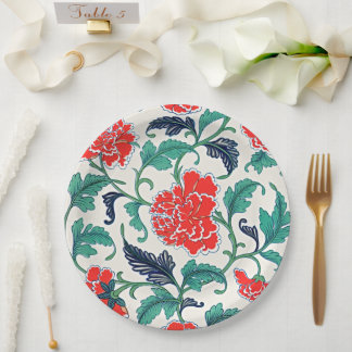 ArtisticBlooms elegantes Rot-Floral-Vintage Pappteller