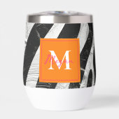 Artistisch Zebra Streifen Orange & Hot Pink Monogr (Vorderseite)