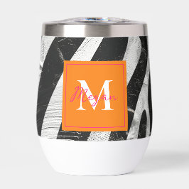 Artistisch Zebra Streifen Orange & Hot Pink Monogr