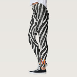 Artistisch Zebra Streifen Orange & Hot Pink Monogr Leggings