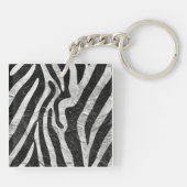 Artistisch Zebra Streifen Orange & Hot Pink Monogr Schlüsselanhänger (Rückseite)