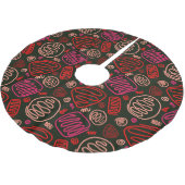 Artistisch Zeichnend Muster in Rot einer Linie Polyester Weihnachtsbaumdecke (Schrägansicht)