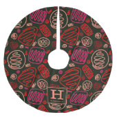 Artistisch Zeichnend Muster-Monogramm mit einer ro Polyester Weihnachtsbaumdecke (Vorderseite)