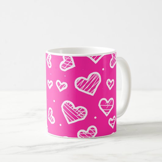 Artistische Herzen Nahtloses Muster rosa Hintergru Kaffeetasse (VorderseiteRechts)