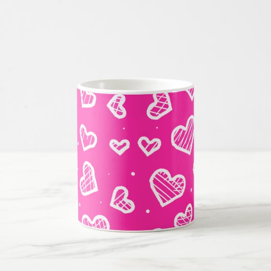 Artistische Herzen Nahtloses Muster rosa Hintergru Kaffeetasse (Mittel)