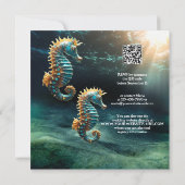 Artistische Seepferde Ozean Brautparty Einladung (Rückseite)