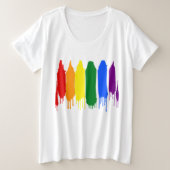 Artistische Splash bemalt Rainbow Gay Pride Parade Große Größe T-Shirt (Design vorne)
