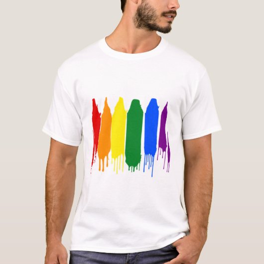 Artistische Splash bemalt Rainbow Gay Pride Parade T-Shirt (Vorderseite)