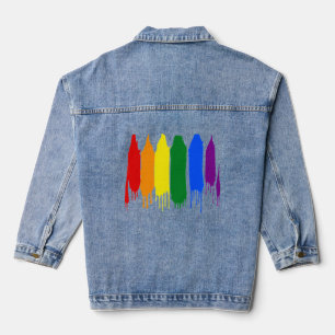 Artistische Splash bemalt Regenbogen Gay Pride P Jeansjacke